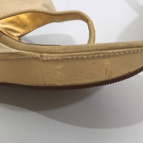 Coach sandals Felicia size 8.5B cream tan gold 3 1/2” heel - Picture 7 of 11